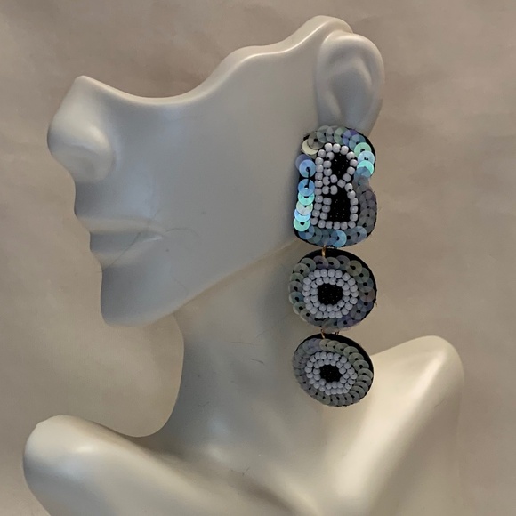 None Jewelry - NWT! Cool Halloween Seed Bead and Sequin BOO Post Dangle Earrings!